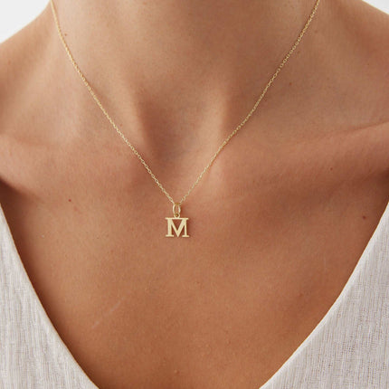 Initial Pendant Necklace - 18K Gold Plated Sterling Silver Alphabet Jewelry - Dabas Minimalist