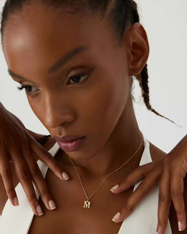 Initial Pendant Necklace - 18K Gold Plated Sterling Silver Alphabet Jewelry - Dabas Minimalist