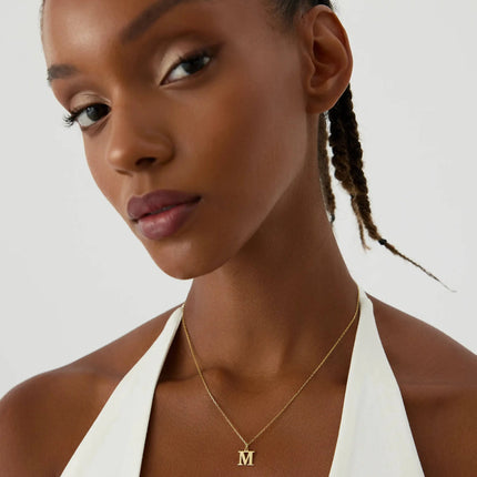 Initial Pendant Necklace - 18K Gold Plated Sterling Silver Alphabet Jewelry - Dabas Minimalist