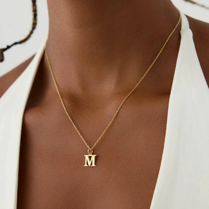 Initial Pendant Necklace - 18K Gold Plated Sterling Silver Alphabet Jewelry - Dabas Minimalist