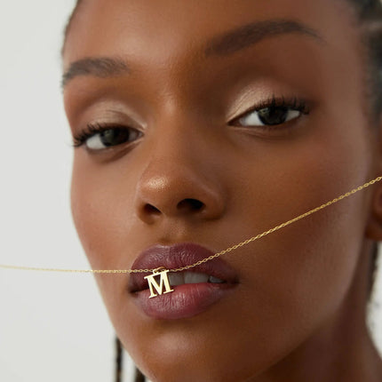 Initial Pendant Necklace - 18K Gold Plated Sterling Silver Alphabet Jewelry - Dabas Minimalist