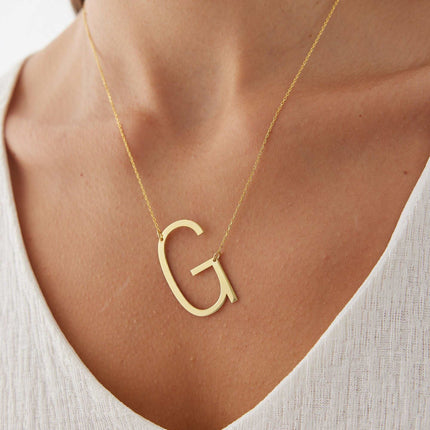 Custom Initial Large Alphabet Letter Necklace - Dabas Minimalist