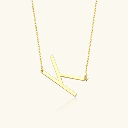 Custom Initial Large Alphabet Letter Necklace - Dabas Minimalist