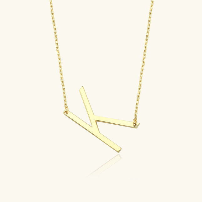 Custom Initial Large Alphabet Letter Necklace - Dabas Minimalist