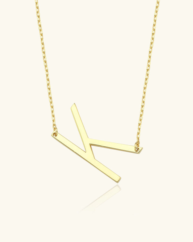 Custom Initial Large Alphabet Letter Necklace - Dabas Minimalist