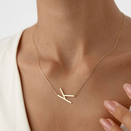 Custom Initial Large Alphabet Letter Necklace - Dabas Minimalist