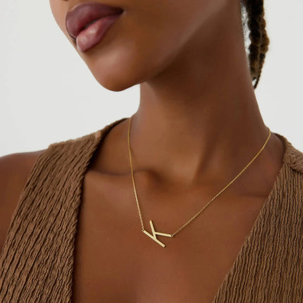 Custom Initial Large Alphabet Letter Necklace - Dabas Minimalist