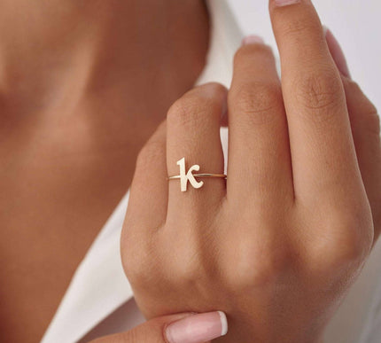 Personalized Initial Letter Ring - Dabas Minimalist