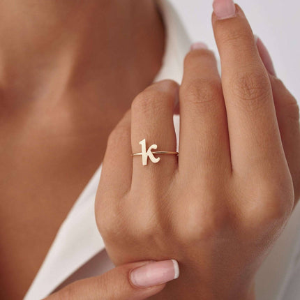 Personalized Initial Letter Ring - Dabas Minimalist