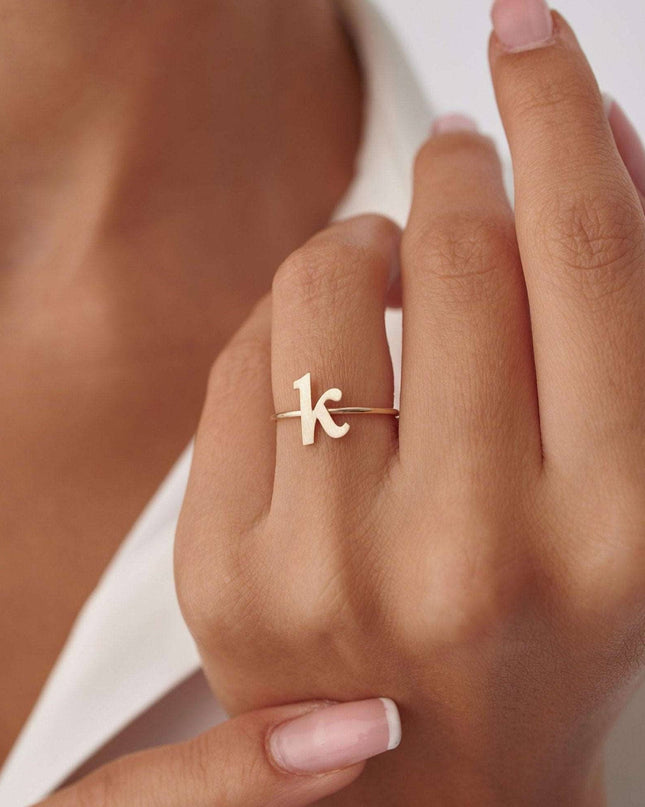 Personalized Initial Letter Ring - Dabas Minimalist