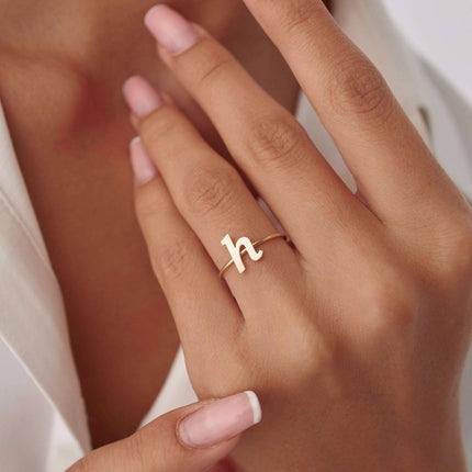 Personalized Initial Letter Ring - Dabas Minimalist