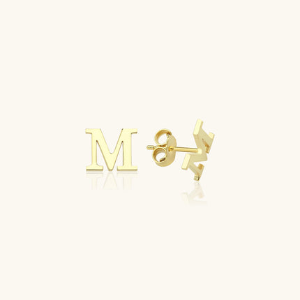 Gold Initial Stud Earrings – Personalized 18K Gold-Plated Sterling Silver - Dabas Minimalist