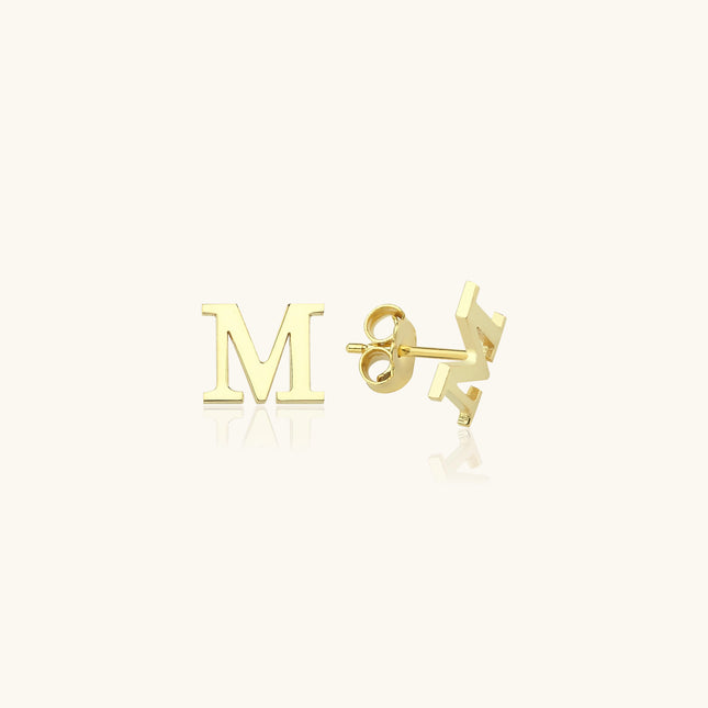 Gold Initial Stud Earrings – Personalized 18K Gold-Plated Sterling Silver - Dabas Minimalist