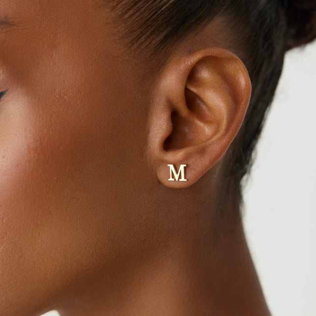 Gold Initial Stud Earrings – Personalized 18K Gold-Plated Sterling Silver - Dabas Minimalist
