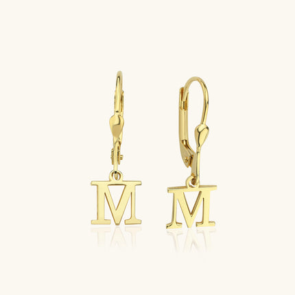 Initial Letter Dangle Earring, 18K Gold-Plated Sterling Silver - Dabas Minimalist