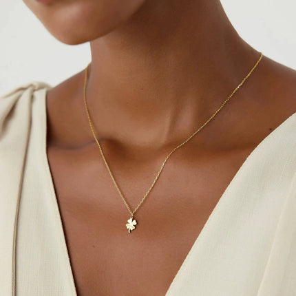 Gold Leaf Necklace – Minimalist 18K Gold-Plated Sterling Silver Pendant - Dabas Minimalist