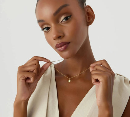 Gold Leaf Necklace – Minimalist 18K Gold-Plated Sterling Silver Pendant - Dabas Minimalist