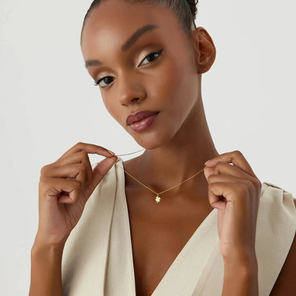 Gold Leaf Necklace – Minimalist 18K Gold-Plated Sterling Silver Pendant - Dabas Minimalist