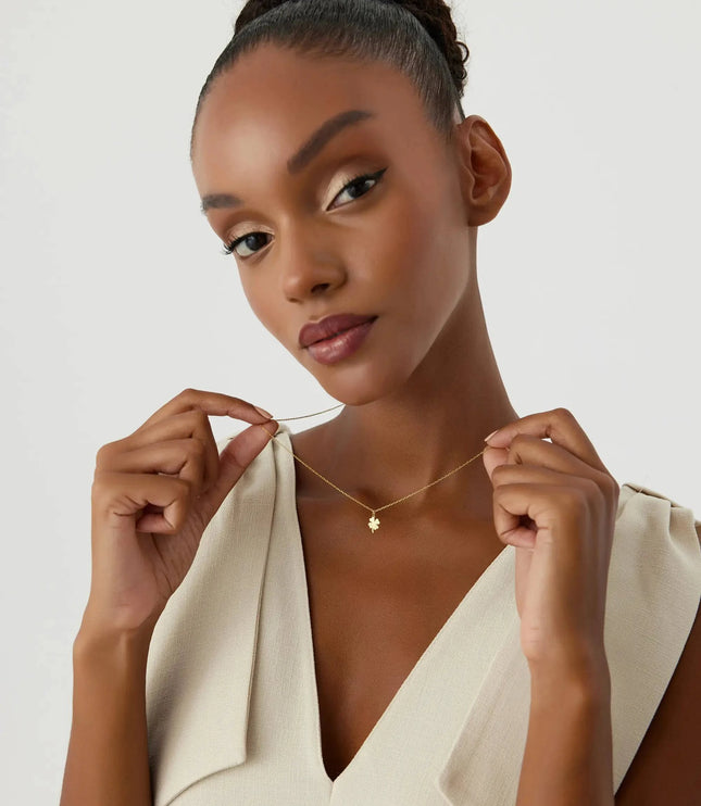 Gold Leaf Necklace – Minimalist 18K Gold-Plated Sterling Silver Pendant - Dabas Minimalist