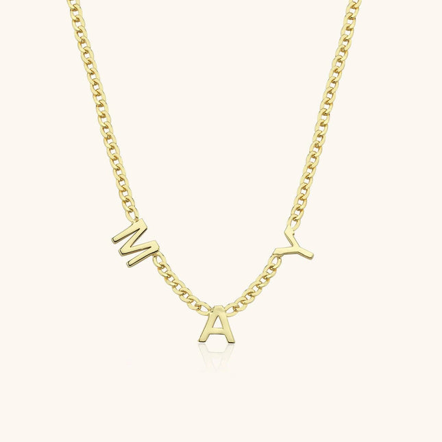 Custom Name Initial Necklace, 18K Gold-Plated Sterling Silver - Dabas Minimalist