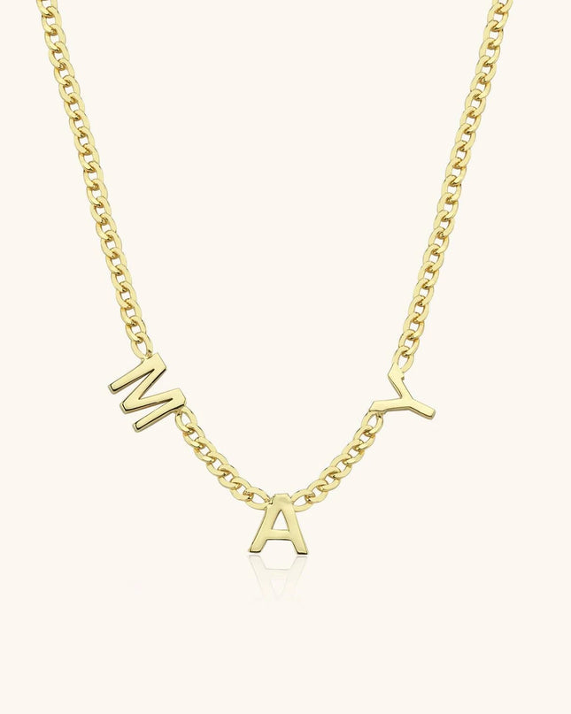 Custom Name Initial Necklace, 18K Gold-Plated Sterling Silver - Dabas Minimalist