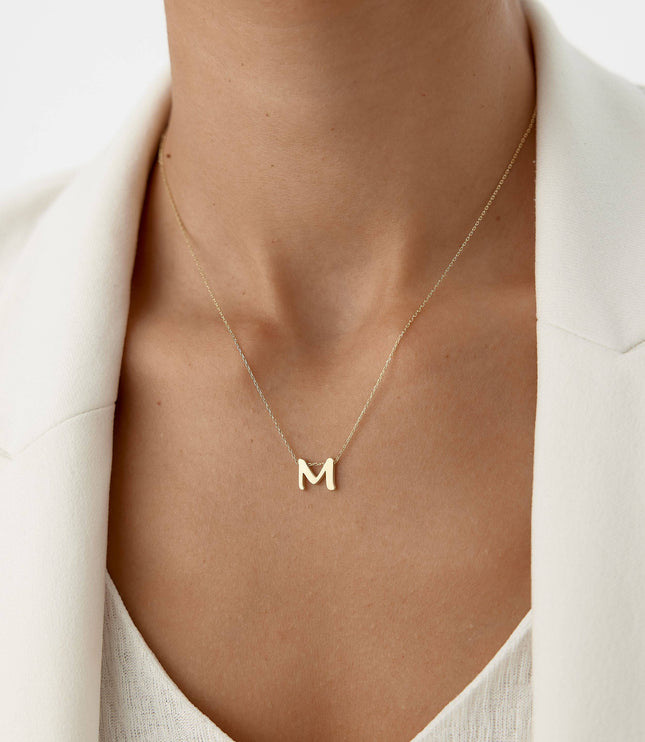 Gold Initial Necklace - 18K Gold-Plated Sterling Silver Personalized Letter Necklace - Dabas Minimalist