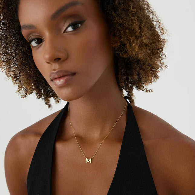 Gold Initial Necklace - 18K Gold-Plated Sterling Silver Personalized Letter Necklace - Dabas Minimalist