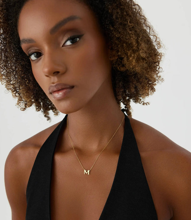 Gold Initial Necklace - 18K Gold-Plated Sterling Silver Personalized Letter Necklace - Dabas Minimalist