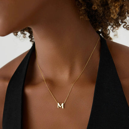 Gold Initial Necklace - 18K Gold-Plated Sterling Silver Personalized Letter Necklace - Dabas Minimalist
