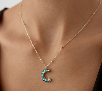 Black CZ Stone and Enamel Initial Necklace - 18K Gold-Plated Sterling Silver - Dabas Minimalist