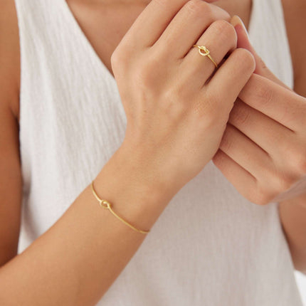 Love Knot Bangle Bracelet, 18K Gold-Plated Sterling Silver Promise & Friendship - Dabas Minimalist