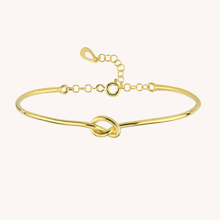Love Knot Bangle Bracelet, 18K Gold-Plated Sterling Silver Promise & Friendship - Dabas Minimalist