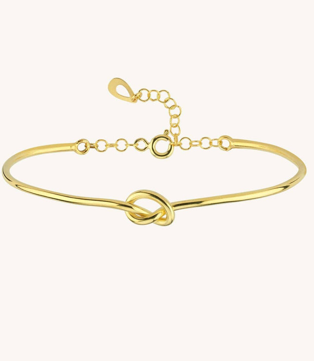 Love Knot Bangle Bracelet, 18K Gold-Plated Sterling Silver Promise & Friendship - Dabas Minimalist