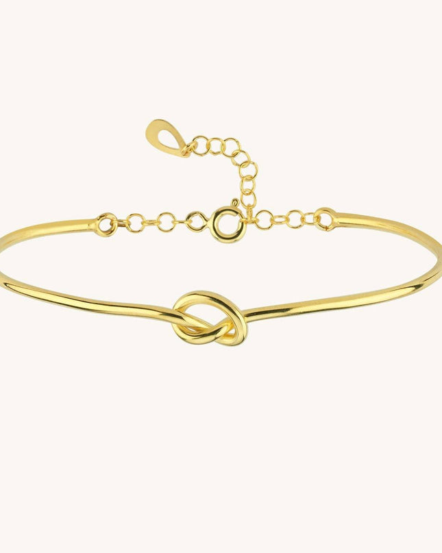 Love Knot Bangle Bracelet, 18K Gold-Plated Sterling Silver Promise & Friendship - Dabas Minimalist