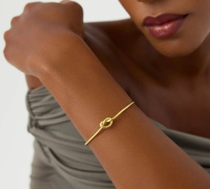 Love Knot Bangle Bracelet, 18K Gold-Plated Sterling Silver Promise & Friendship - Dabas Minimalist
