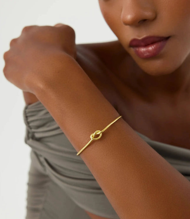 Love Knot Bangle Bracelet, 18K Gold-Plated Sterling Silver Promise & Friendship - Dabas Minimalist