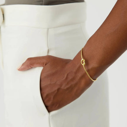 Love Knot Bangle Bracelet, 18K Gold-Plated Sterling Silver Promise & Friendship - Dabas Minimalist