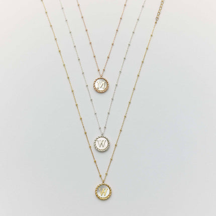 Mother of Pearl Initial Necklace – 18K Gold-Plated Custom Letter Necklace Dabas Minimalist
