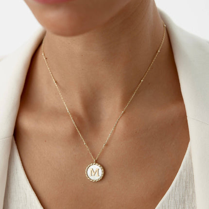Mother of Pearl Initial Necklace – 18K Gold-Plated Custom Letter Necklace Dabas Minimalist