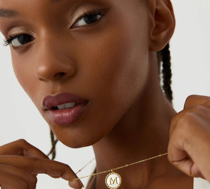 Mother of Pearl Initial Necklace – 18K Gold-Plated Custom Letter Necklace Dabas Minimalist