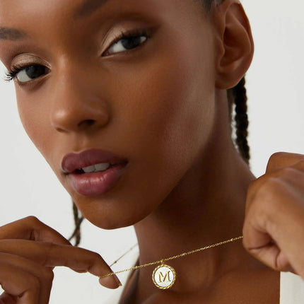 Mother of Pearl Initial Necklace – 18K Gold-Plated Custom Letter Necklace Dabas Minimalist