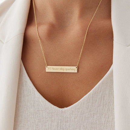 Personalized Handwriting Bar Necklace Dabas Minimalist
