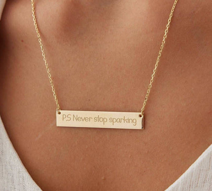 Personalized Handwriting Bar Necklace Dabas Minimalist