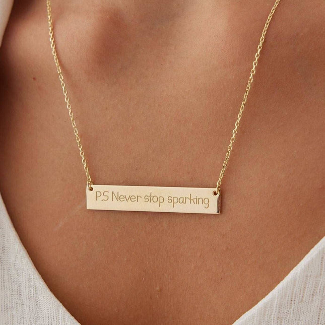 Personalized Handwriting Bar Necklace Dabas Minimalist