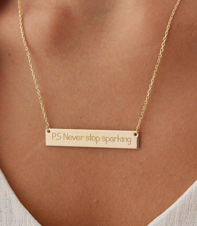 Personalized Handwriting Bar Necklace Dabas Minimalist