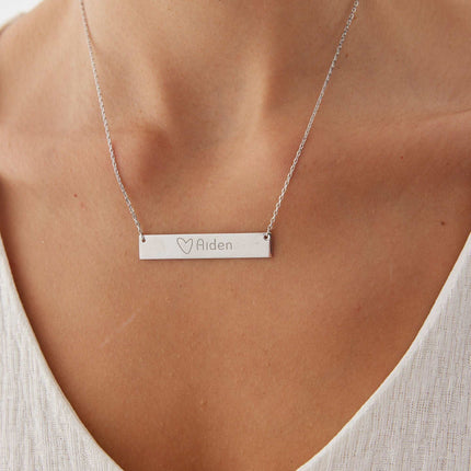 Personalized Handwriting Bar Necklace Dabas Minimalist