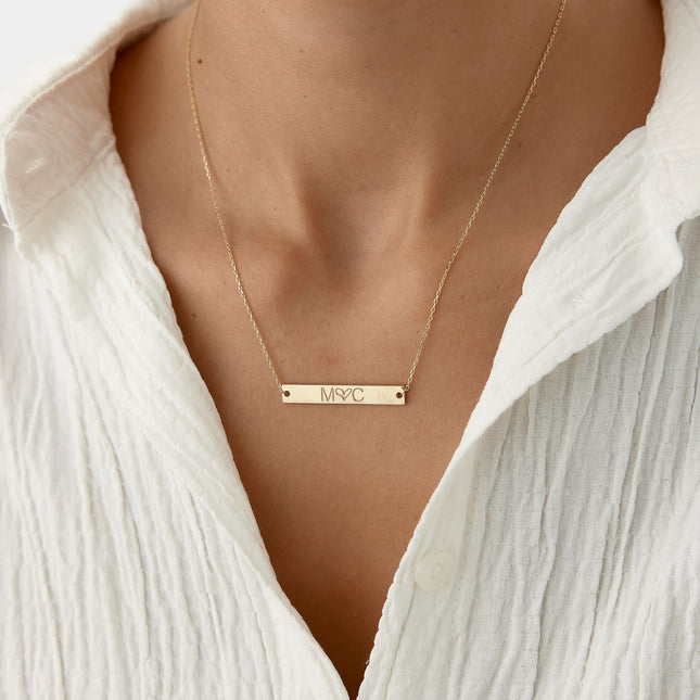 Personalized Handwriting Bar Necklace Dabas Minimalist