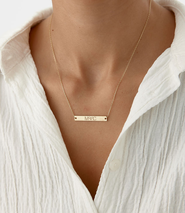Personalized Handwriting Bar Necklace Dabas Minimalist
