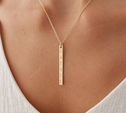 Personalized Vertical Name Bar Necklace Dabas Minimalist