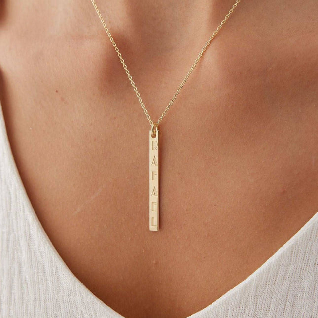 Personalized Vertical Name Bar Necklace Dabas Minimalist